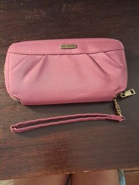 Travelon Pink Zip-Around Wristlet Wallet with Strap
